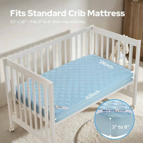BEDLORE Baby Crib Mattress Protector 2-Pack Waterproof Blue 52"x28"