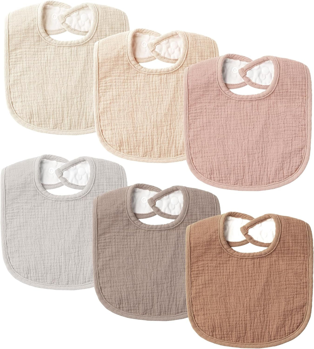 POIKSHARK 6-Pack Muslin Baby Bibs for Unisex Boys Girls, Cotton Baby Drool Bibs, Drooling and Teething Bibs for Infant