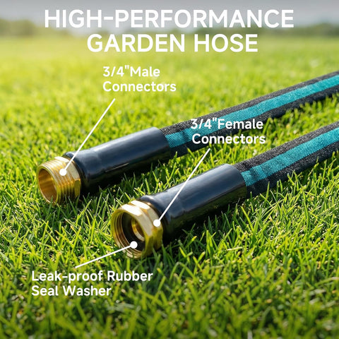 50FT Lightweight Garden Hose – Kink-Resistant, Flexible, High-Pressure Hose for Outdoor Watering, Lawn Care, Garden, and Car Cleaning