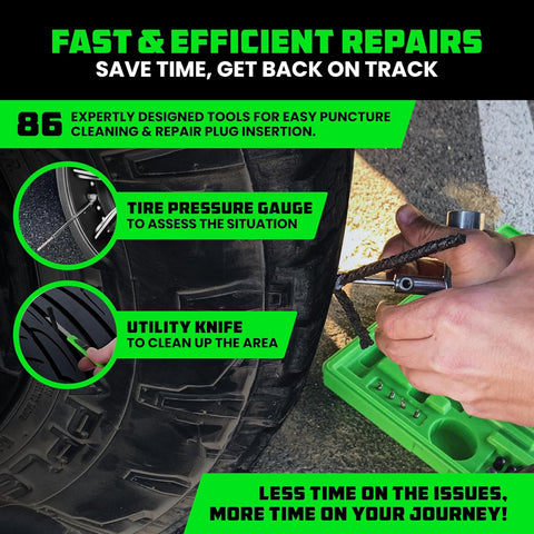 Rhino USA Tire Repair Kit (86-Piece) - Heavy Duty Tire Plug Kit