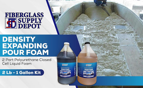 Fiberglass Supply Depot 2 Lb Density Expanding Pour Foam, 2 Part Polyurethane Closed Cell Liquid Foam for Boat and Dock Flotation, Soundproofing, Filling Voids, and Insulation (1 Gallon Kit)