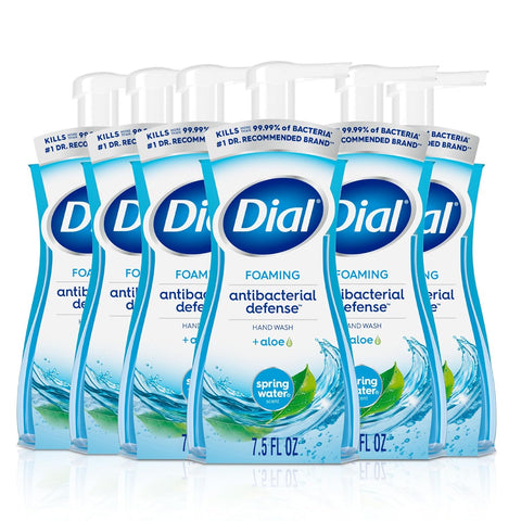 Dial Antibacterial Foaming Hand Soap, Spring Water Scent, 7.5 Fl Oz, 6-Pack