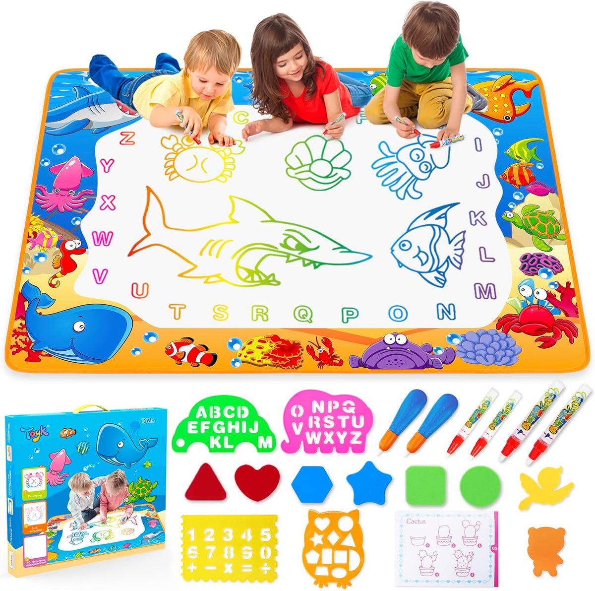 Water Doodle Mat - Kids Color Painting Toy, Gift Set for Toddlers 2-7