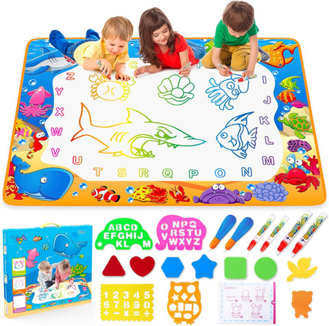 Water Doodle Mat - Kids Color Painting Toy, Gift Set for Toddlers 2-7