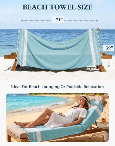 LANE LINEN Beach Towels 6 Pack, Bulk Beach Towels Oversized - Classic Color