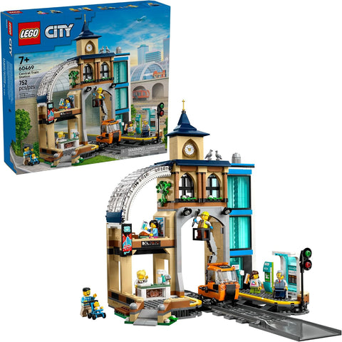 LEGO City Central Train Station Building Toy - Multi-Level Pretend Play Set for Boys & Girls, Ages 7+ - Building Blocks for Kids - Gift Idea for Birthdays - 60469