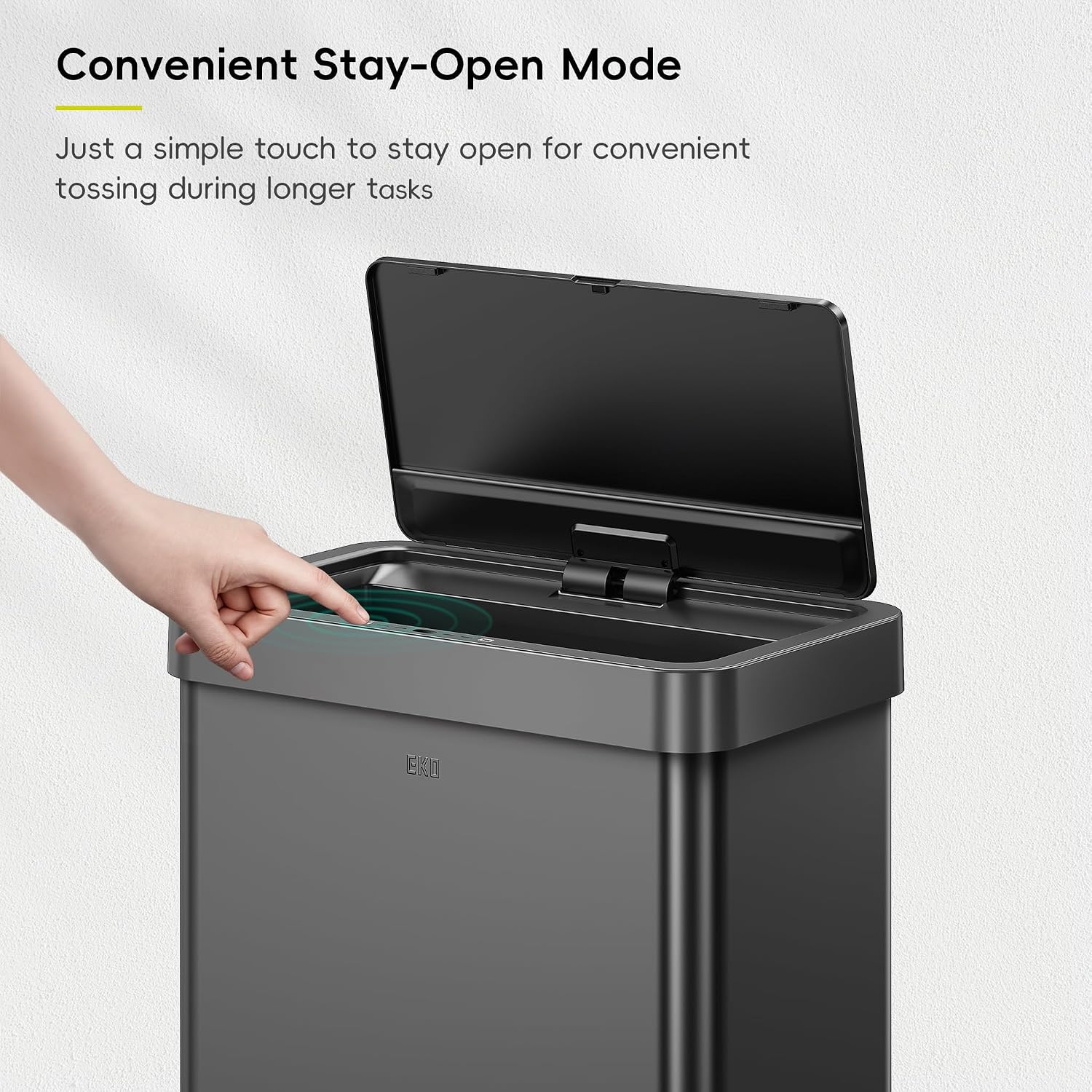 EKO Mirage X 80 Liter / 21.1 Gallons Motion Sensor Trash Can or Recycling Bin, Automatic Large Kitchen Trash Can Touchless, Stainless Steel, Matte Black