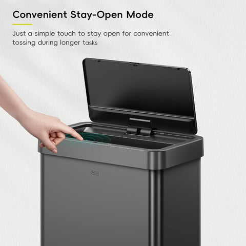 EKO Mirage X 80 Liter / 21.1 Gallons Motion Sensor Trash Can or Recycling Bin, Automatic Large Kitchen Trash Can Touchless, Stainless Steel, Matte Black