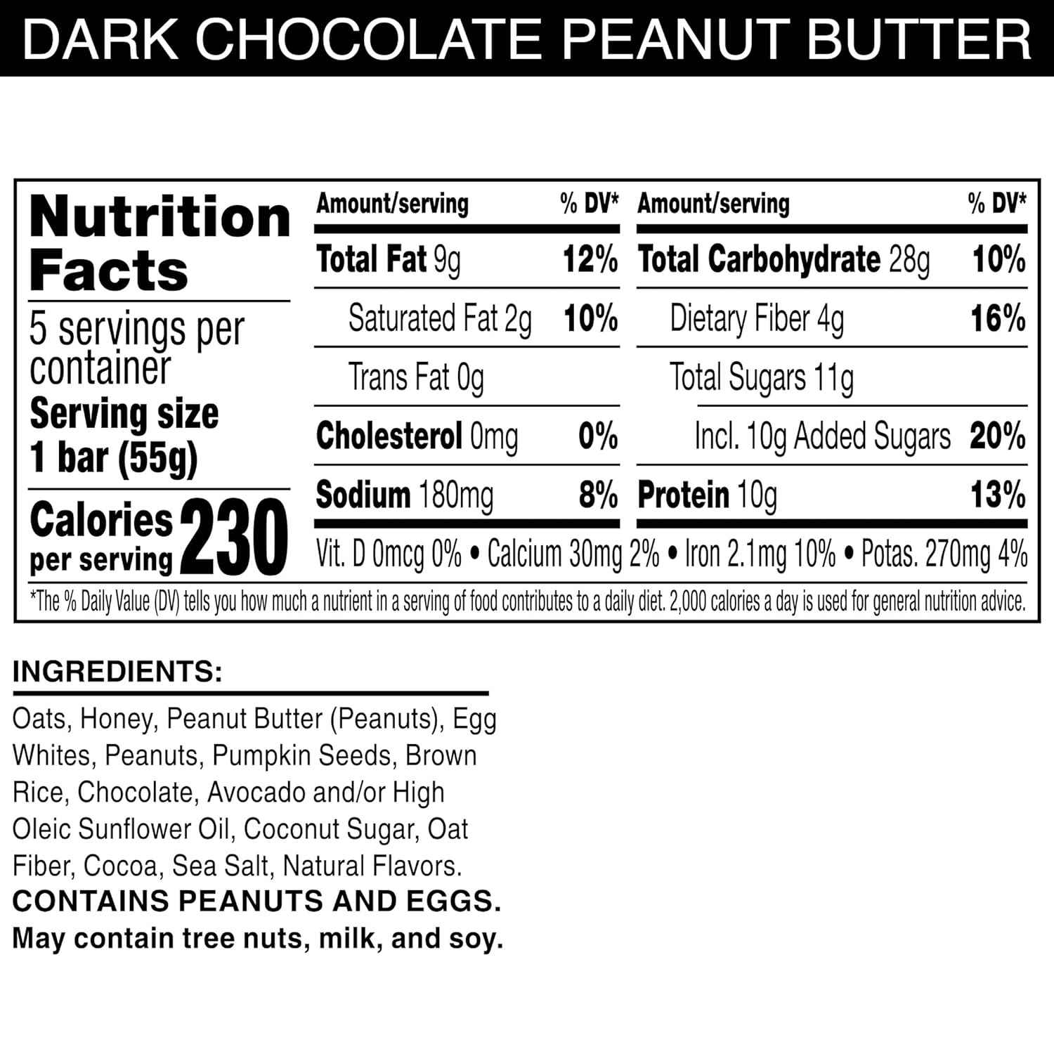 RXBAR Nut Butter and Oat Protein Bars, Protein Snacks, Snack Bars, Dark Chocolate Peanut Butter (6 Boxes, 30 Bars)