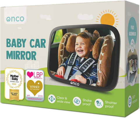 Onco Baby Car Mirror for Rear Facing Seats - Triple Award Winning, Non-Slip