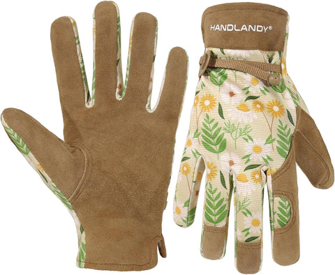 HANDLANDY Gardening Gloves for Women, Leather Garden Glove, Gardener Gift