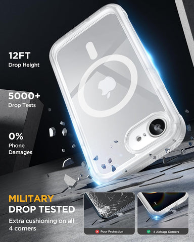 Miracase for iPhone 16e& 17e Case Built-in Screen Protector, Matte Clear