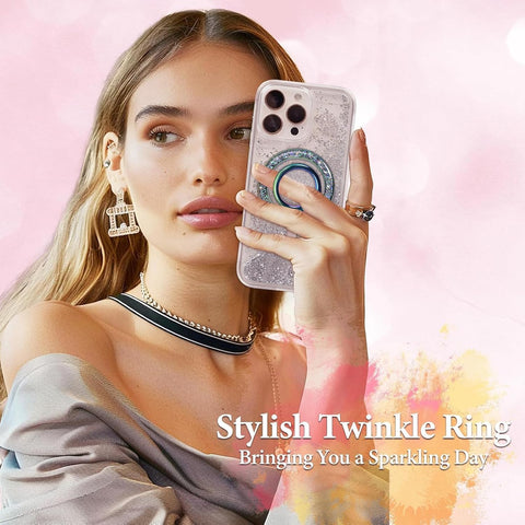 Magnetic Phone Ring for MagSafe Grip [Super Magnet] Stylish Twinkle Design Ring Holder Stand, Mag Safe Accessory for iPhone 17/16/15/14/13 Pro Max Plus (Colorful)