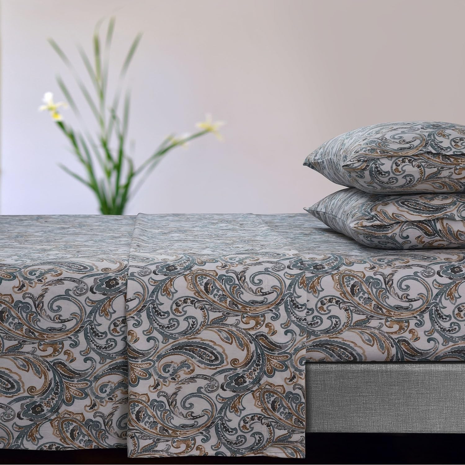 Tribeca Living King Extra Deep Pocket Flannel Sheet Set, Floral Garden