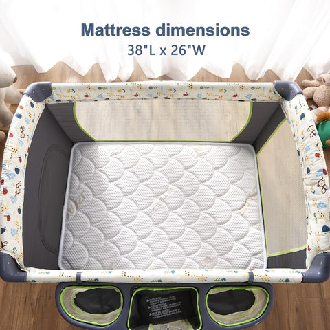 Pack and Play Mattress Topper - 38" x 26" x 1.5", Soft & Firm Premium Foam Pack N Play Mattresses Pad, Odorless Baby Foam Playpen Mattresses,Portable Playard Mattress Topper- Breathable & Comfort
