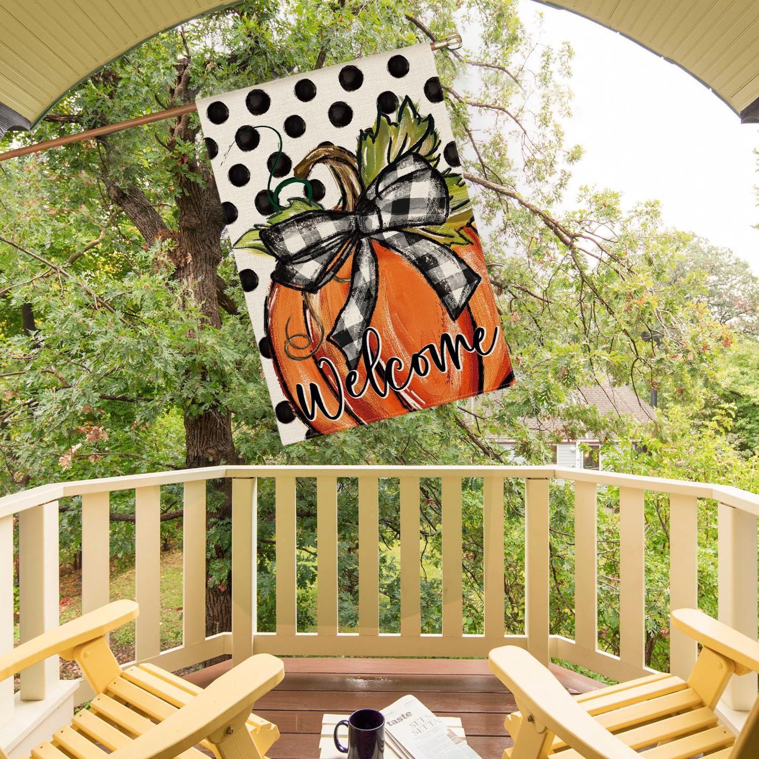 AVOIN colorlife Fall Welcome Pumpkin House Flag 28x40 Inch Outside
