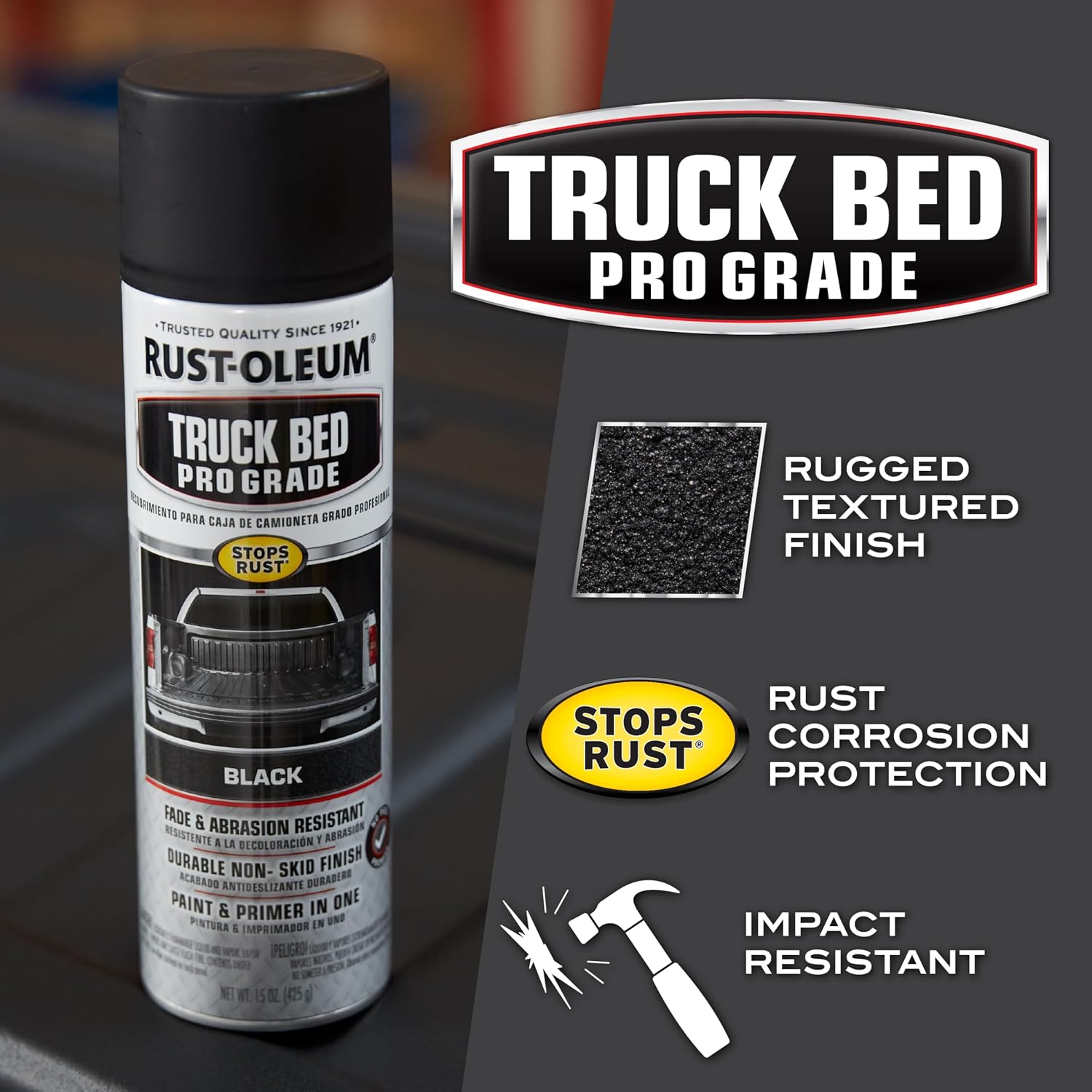 Rust-Oleum Automotive Pro Grade Truck Bed Coating Spray, Black