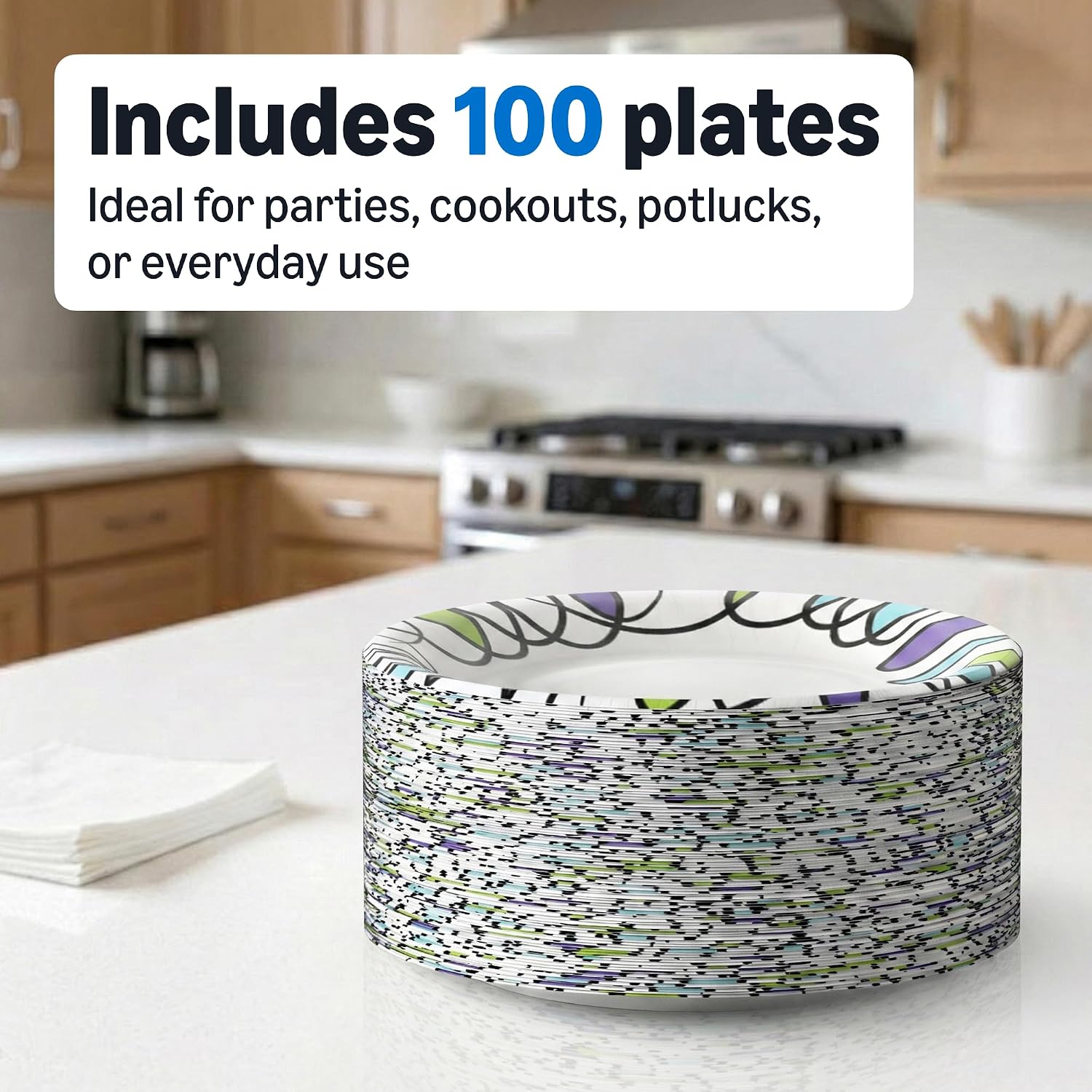 Amazon Basics Ultra Paper Plates, 10 Inch, Disposable, 100 Count, Packaging May Vary
