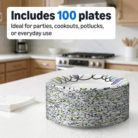 Amazon Basics Ultra Paper Plates, 10 Inch, Disposable, 100 Count, Packaging May Vary