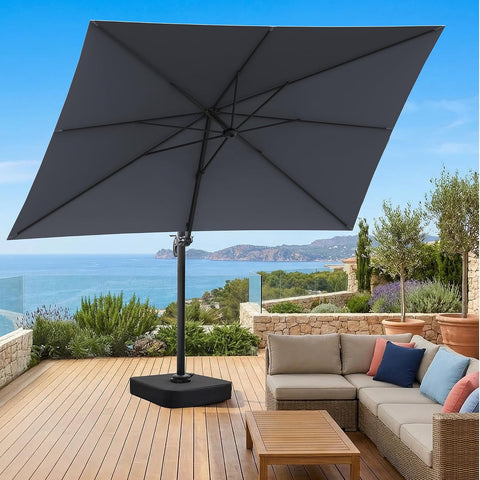 OLILAWN 9' x 12'FT Cantilever Offset Outdoor Patio Umbrella with Base
