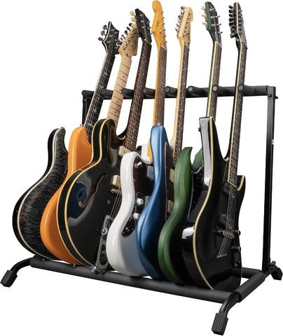 Gator Rok-It Collapsible Folding Guitar Rack Stand for 7 Guitars – Fits Acoustic, Electric, or Bass Guitars – Portable, Durable, Space-Saving Storage (RI-GTR-RACK7)