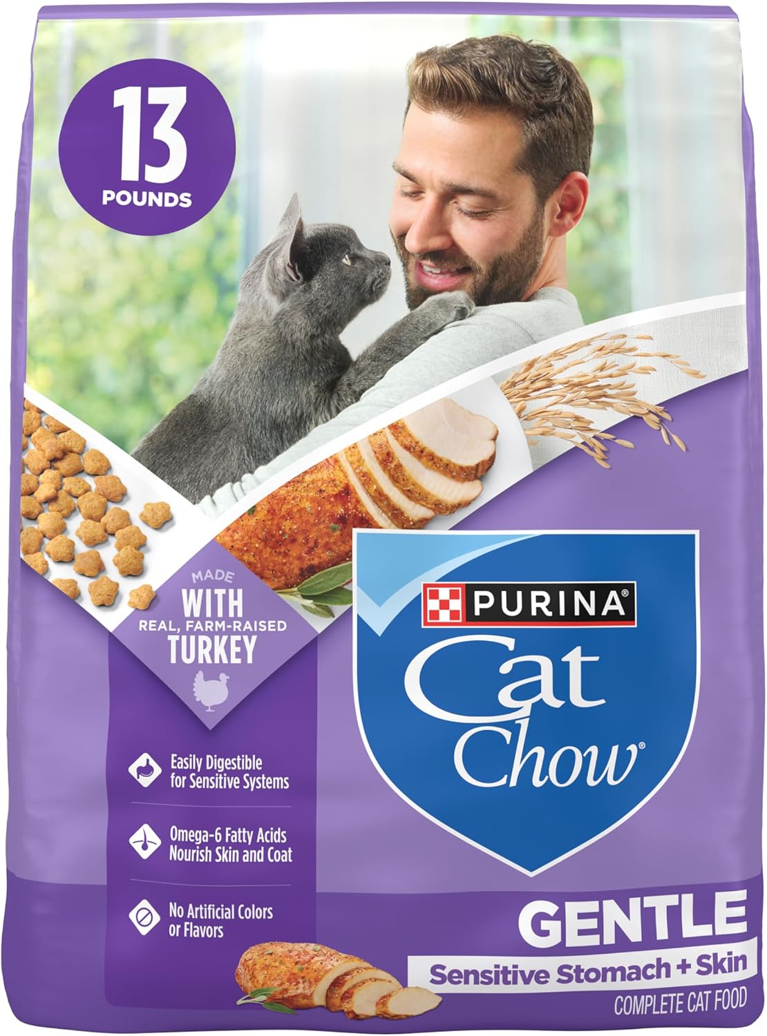 Purina Cat Chow Gentle Sensitive Stomach & Skin Dry Cat Food, 13 lb Bag