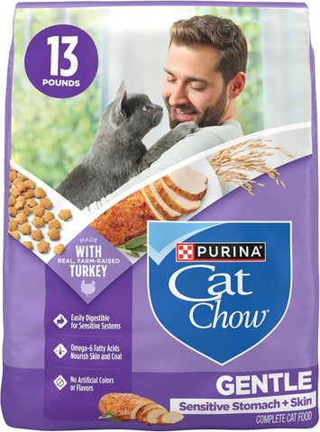 Purina Cat Chow Gentle Sensitive Stomach & Skin Dry Cat Food, 13 lb Bag