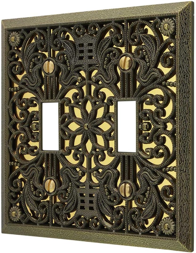 Amerelle 65DAB Filigree Wallplate, 1 Duplex, Antique Brass