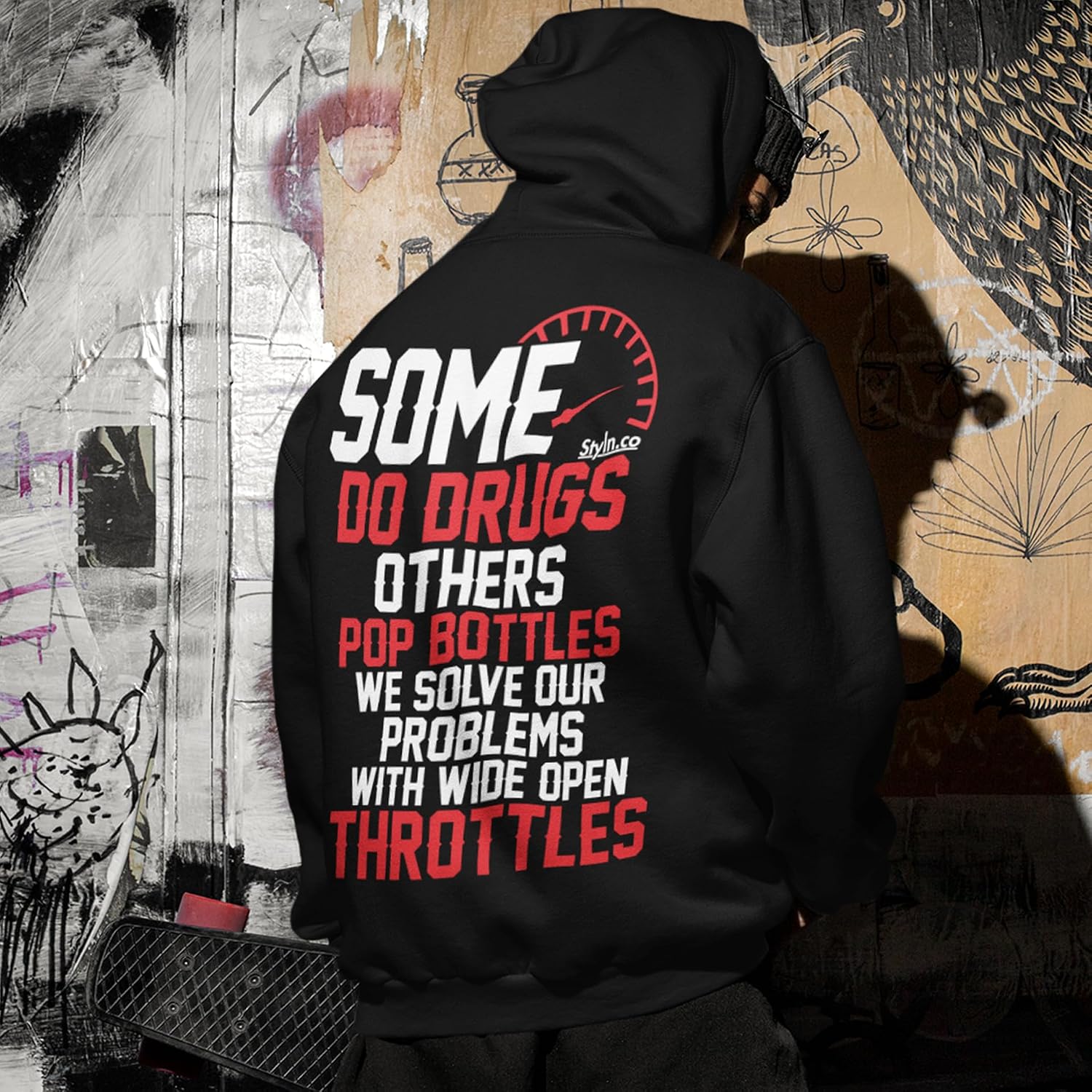 STYLN Long Sleeve Hooded Sweatshirt | Adult Unisex Automotive Enthusiasts Car Truck Bike Racing Funny Hoodie Sweatshirt