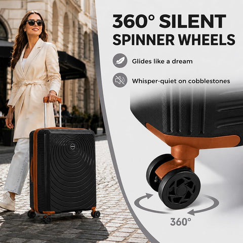 CONCEPTEN Luggage Sets 5 Piece,PP Suitcase Set with Spinner Wheels,TSA Lock