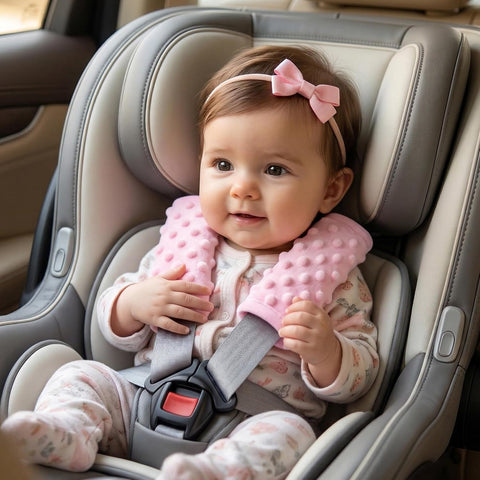 Pro Goleem Car Seat Strap Covers for Babies Girl Soft Car Seat Strap Shoulder Pads for All Car Seats, Stroller, Pushcar, Pink