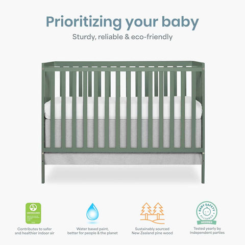 Dream On Me Synergy 5-in-1 Convertible Full Size Baby Crib, Meadow Green