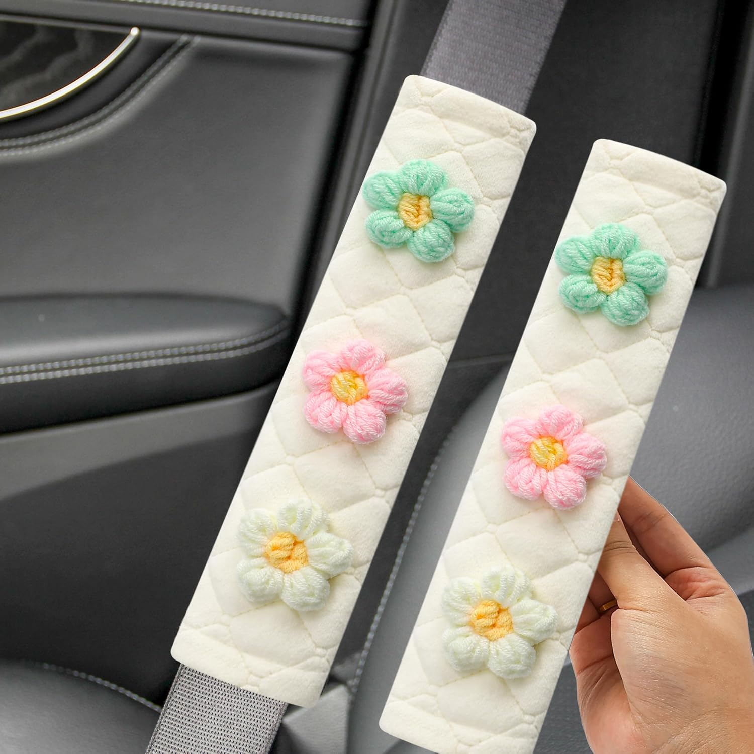 Amooca 2 Pack Seat Belt Covers Soft Shoulder Pad for Cars & Backpack