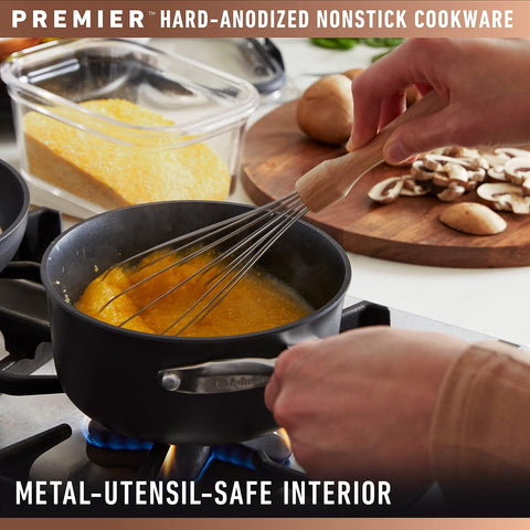 Calphalon Premier Hard-Anodized Nonstick Sauce Pan with Lid, 3.5 Quart