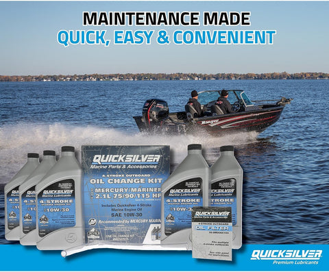 Quicksilver 4-Stroke Oil Change Kit – for Mercury Outboard Engines – 15, 20, 25, 30, 40, 50, 60, 75, 90, 115, 150, 175, 200, 225, 250, 300, 350, 400 HP