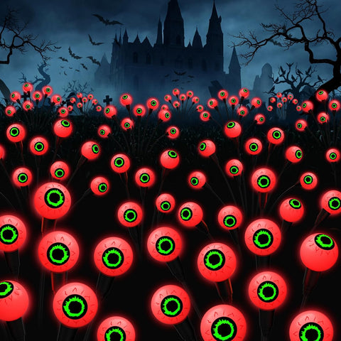 Halloween Decorations Outdoor, 6Pack 48 LEDs Solar Eyeball Lights