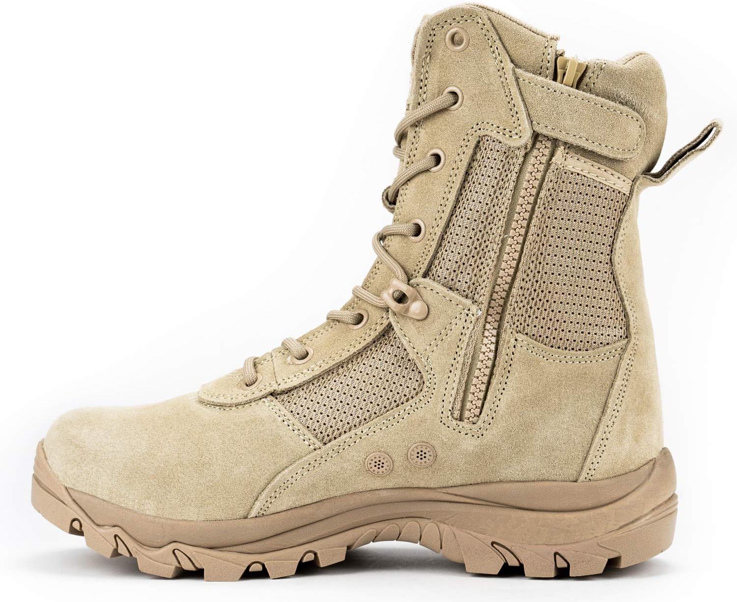 RYNO GEAR Men's Military & Tactical Boots—CoolMax Tactical Combat Military Boots—Utility Outdoor Hiking Assault Leather Work Boots (Tan/Coyote/Black)