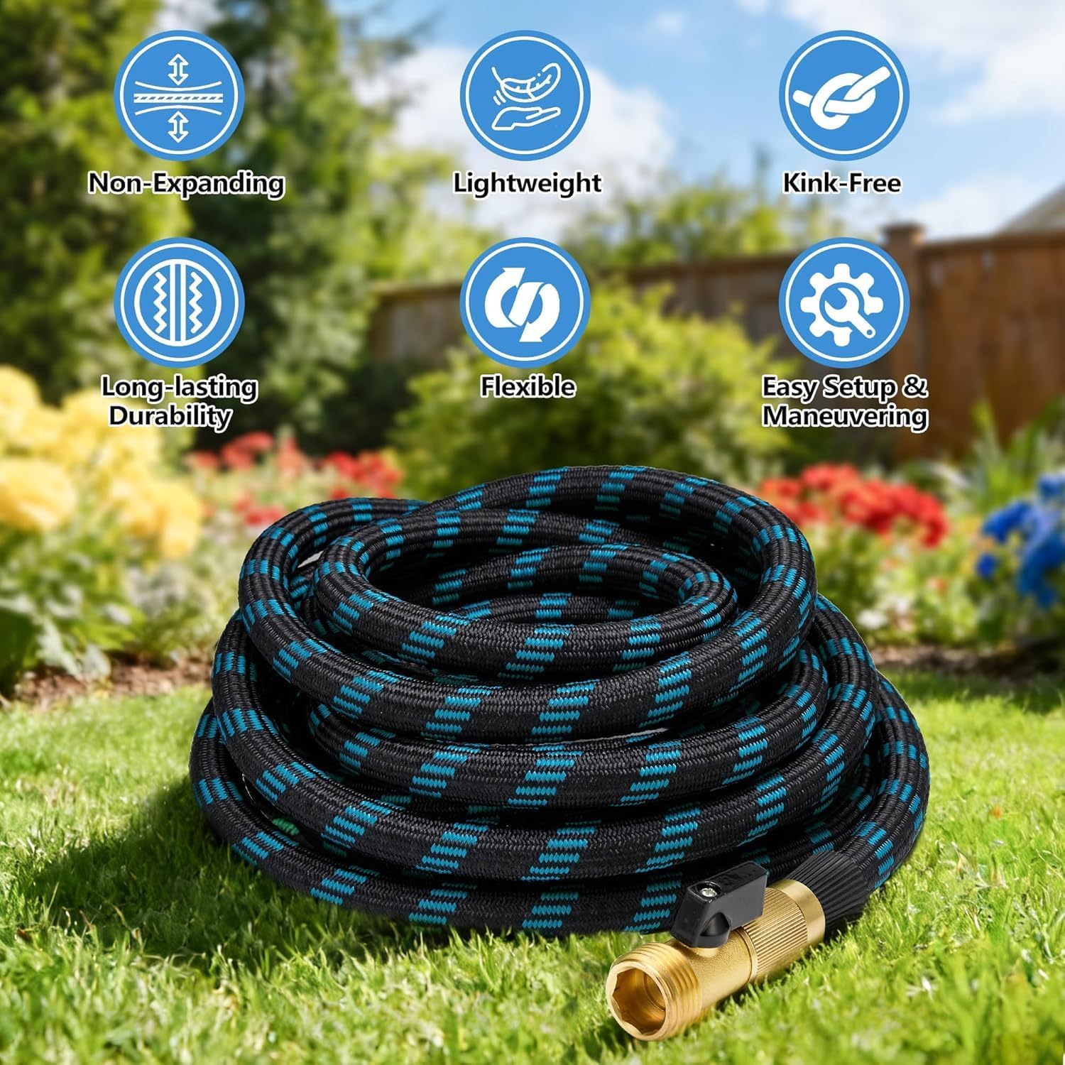 100 FT Non-Expandable Garden Hose, 2026 Upgraded Lightweight Garden Hoses,Ultra Durable & Flexible Non-Expanding hoses with 10 Function Sprayer, Leak proof, Pressure Resistant for Yard, Outdoor