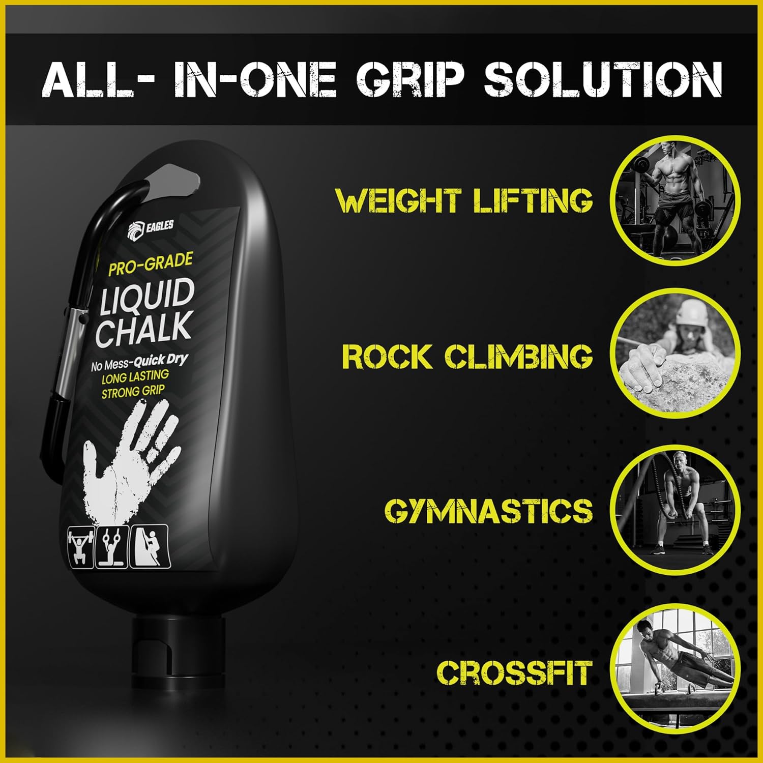 EAGLES Pro Grade Gym Liquid Chalk 60, 120 or 280ml & Clear Dry Hand Mess-Free Chalk for Weightlifting, Gymnastics Rock Climbing, Pole Grip, Sports Dries in Seconds - Sweat-Resistant and Long Lasting