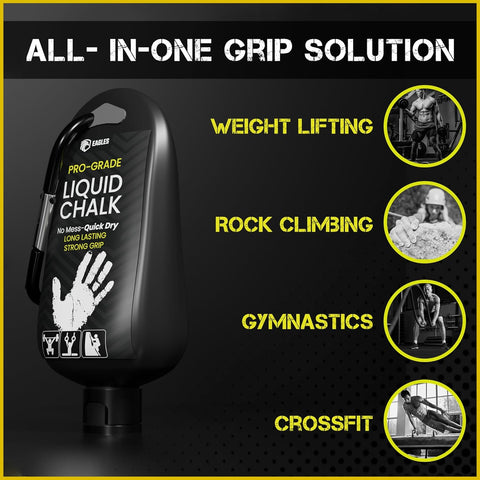 EAGLES Pro Grade Gym Liquid Chalk 60, 120 or 280ml & Clear Dry Hand Mess-Free Chalk for Weightlifting, Gymnastics Rock Climbing, Pole Grip, Sports Dries in Seconds - Sweat-Resistant and Long Lasting