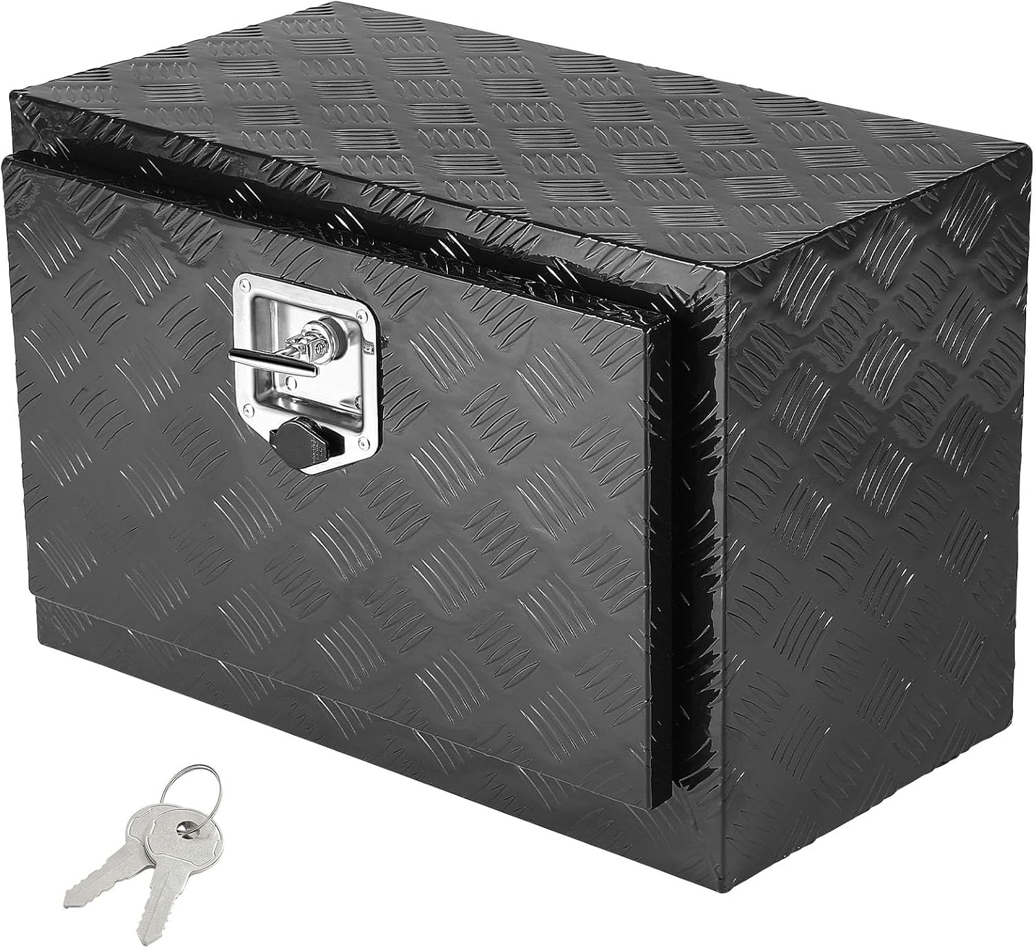 VEVOR Underbody Truck Box, 24" x 14" x 16" Pickup Storage Box, Heavy Duty Aluminum Diamond Plate Tool Box with Lock and Keys, Waterproof Trailer Storage Box with T-Handle Latch for Truck, Van, Trailer