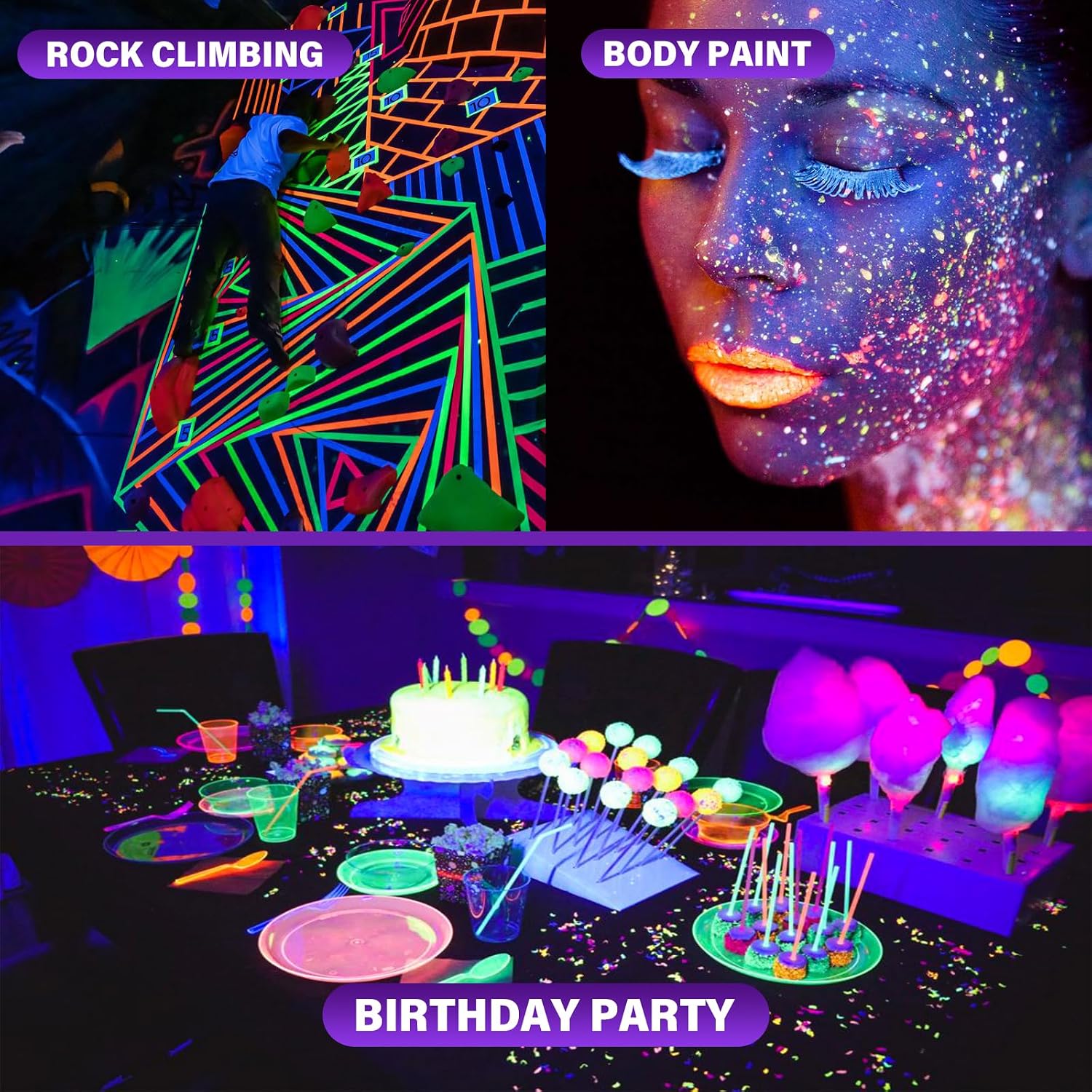 Rechargeable Black Light, Cordless 395nm LED Blacklight for Neon Glow Party
