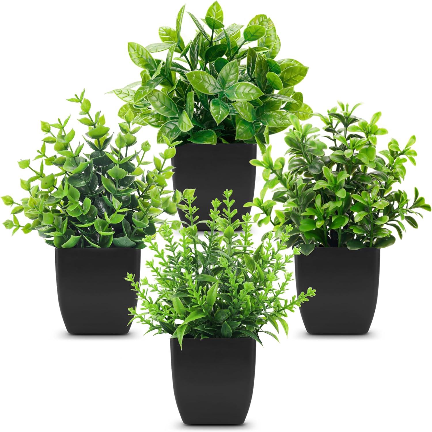 Der Rose 4 Pack Black Bathroom Decor Small Fake Plants, Halloween Decor