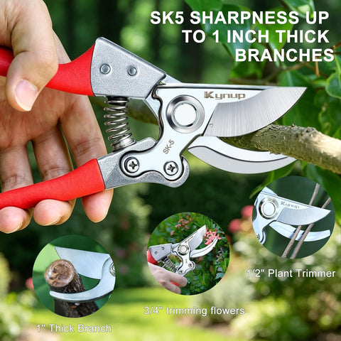 Kynup Pruning Shears, Heavy Duty Garden Shears with SK5 Japanese Steel