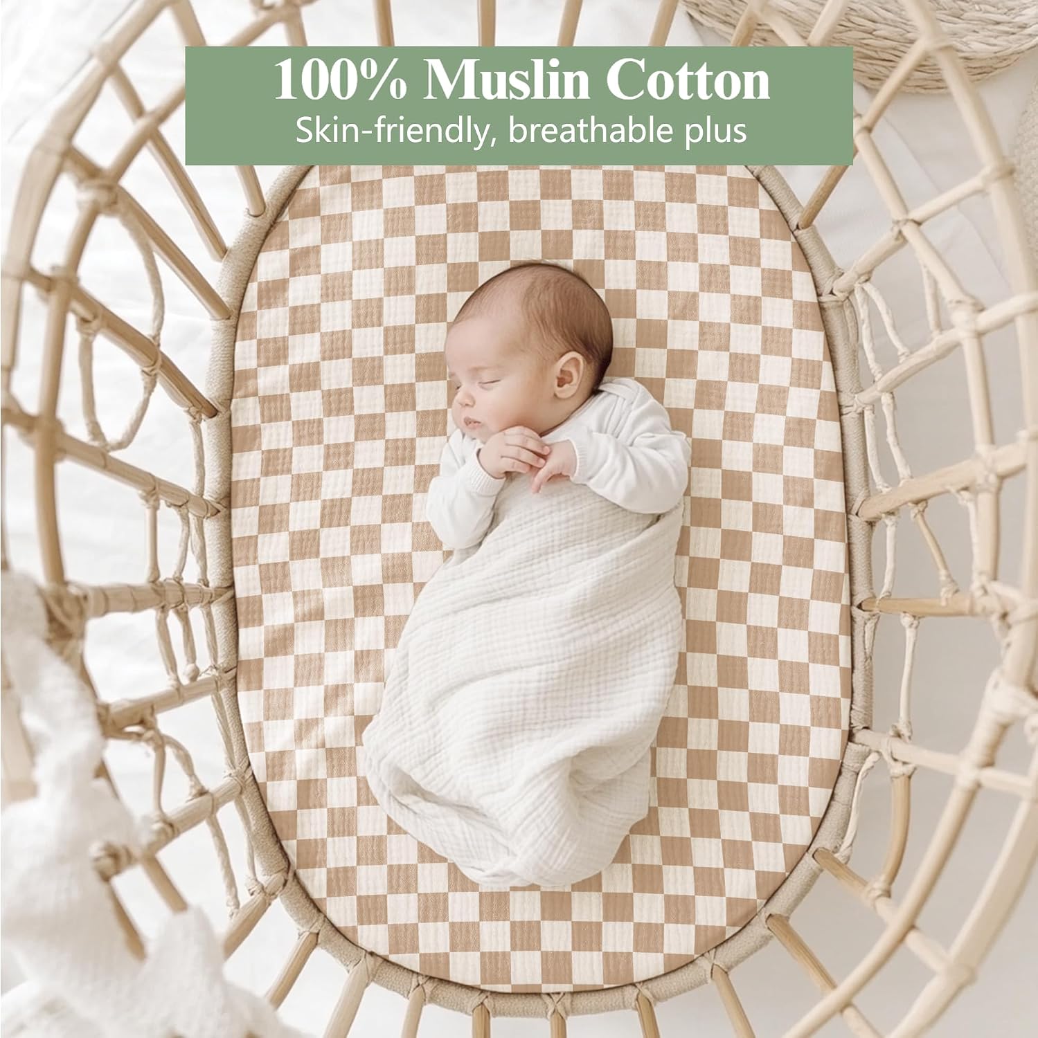 3 Pack Baby Muslin Bassinet Sheets for Boys and Girls, 32 x 16 in