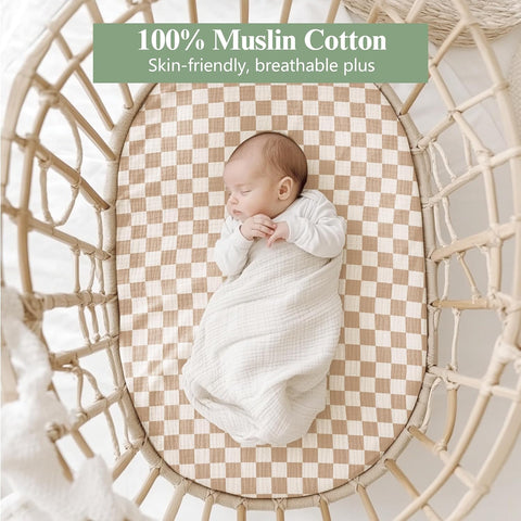 3 Pack Baby Muslin Bassinet Sheets for Boys and Girls, 32 x 16 in