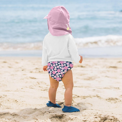 Green Sprouts Baby Girls Pull-Up Reusable and Toddler Swim Diaper, Navy Blooms, 0-6 Month US