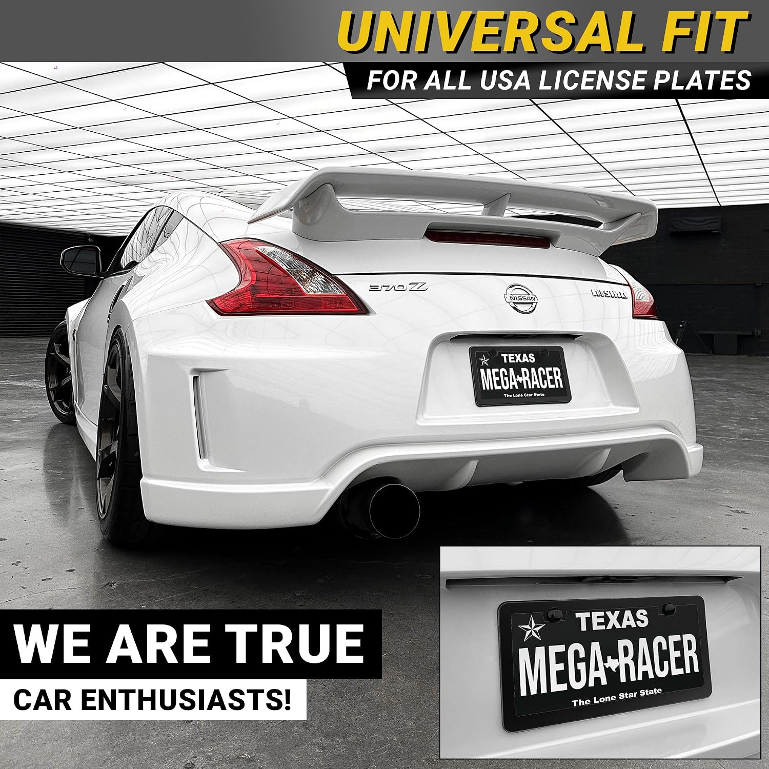 Premium Slim Matte Black License Plate Frame, 1 Piece, Metal Car Tag Holder