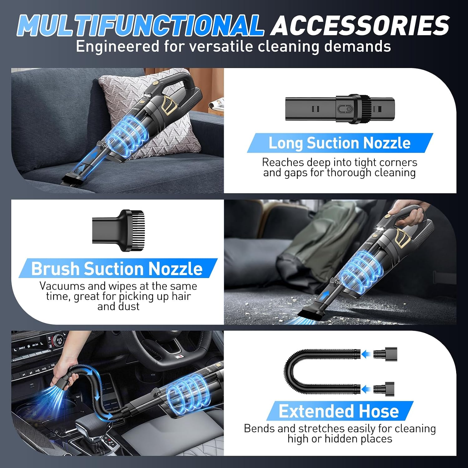 CKIKH Handheld Vacuum Cordless, 15000PA Hand Held Car Vacuum Cleaner