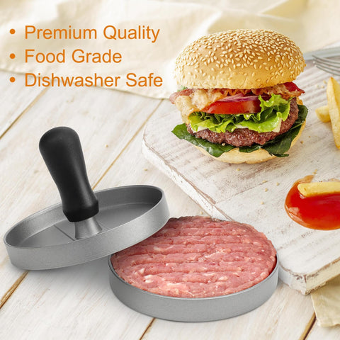 TACGEA Burger Press 150 Patty Papers, Non-Stick Hamburger Patty Maker with Wax Paper, Aluminum Burger Maker for Kitchen BBQ Grill